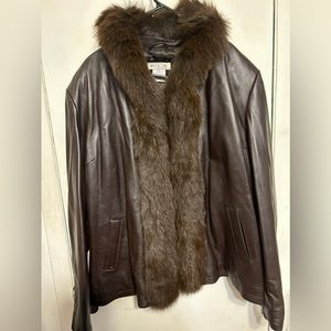 Leather and Fox fur Coat